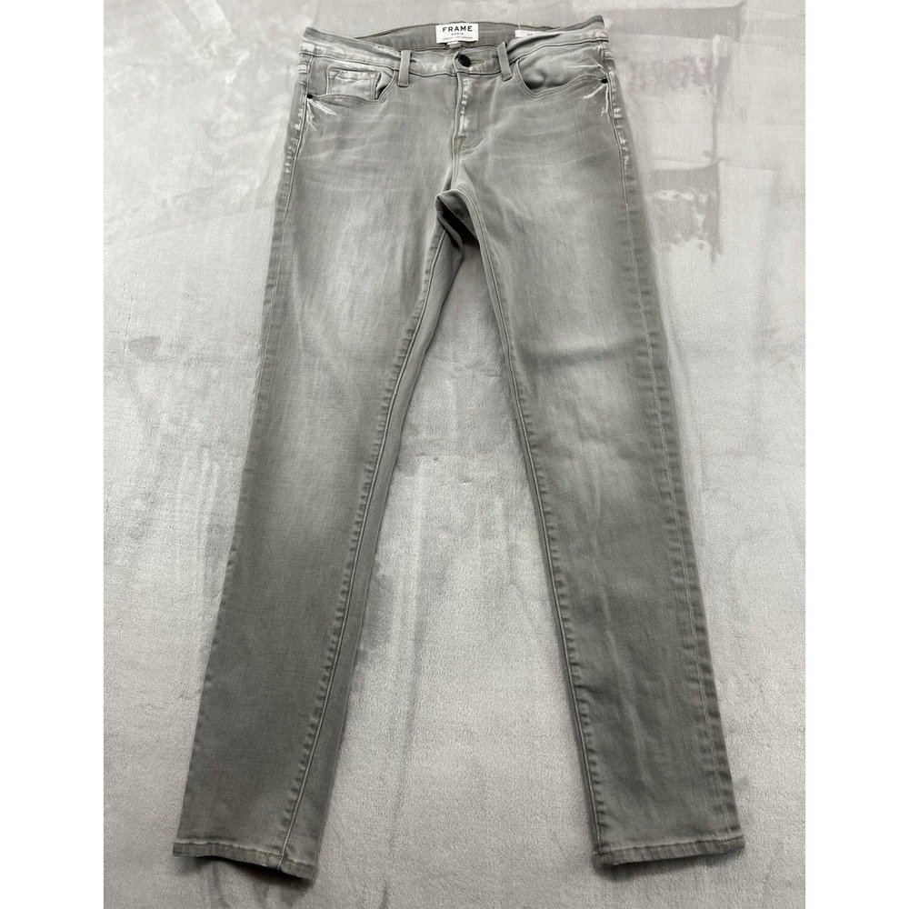 FRAME Jean Women 27 Gray Wash Le Garcon Stretch Slim Fit Whiskers Preppy